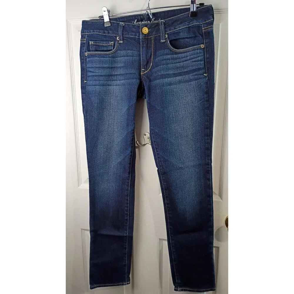 American Eagle Woman 6 Denim Blue Jeans Low Rise Skinny Stretch Norm Core